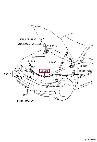 5363006070 Toyota Hood lock cable