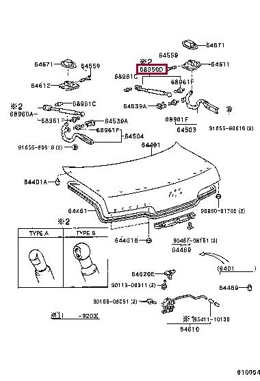 6453029015 Toyota Tailgate strut