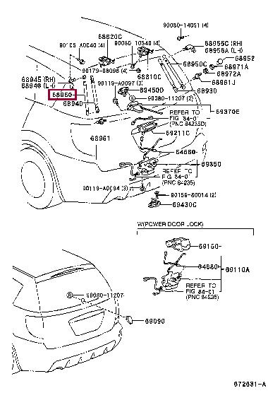 Toyota 68960-02041 Tailgate strut 6896002041 6896002041 Toyota Tailgate strut