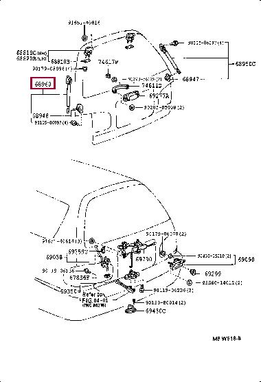 6896009011 Toyota Tailgate strut