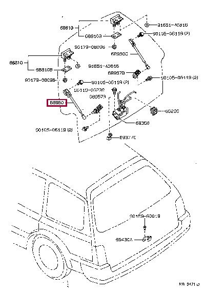 6896013080 Toyota Tailgate strut