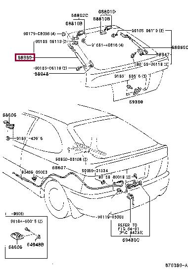 Boot gas struts Toyota: 6896019545 Toyota Tailgate strut