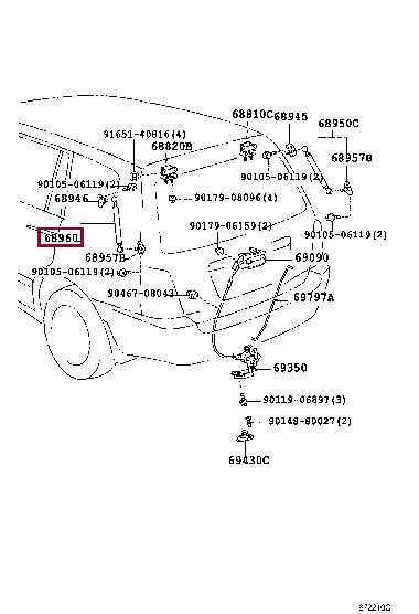 6896049025 Toyota Tailgate strut