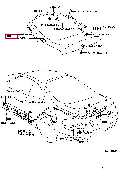 6896080020 Toyota Tailgate strut