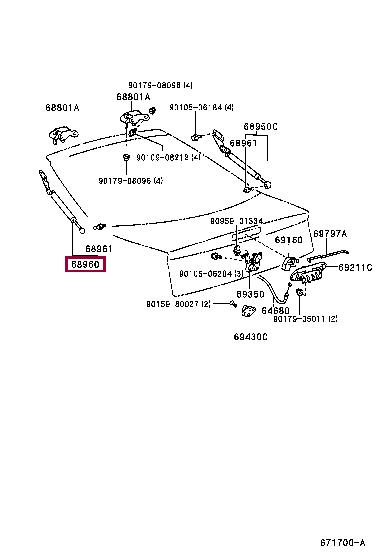 6896080063 Toyota Tailgate strut