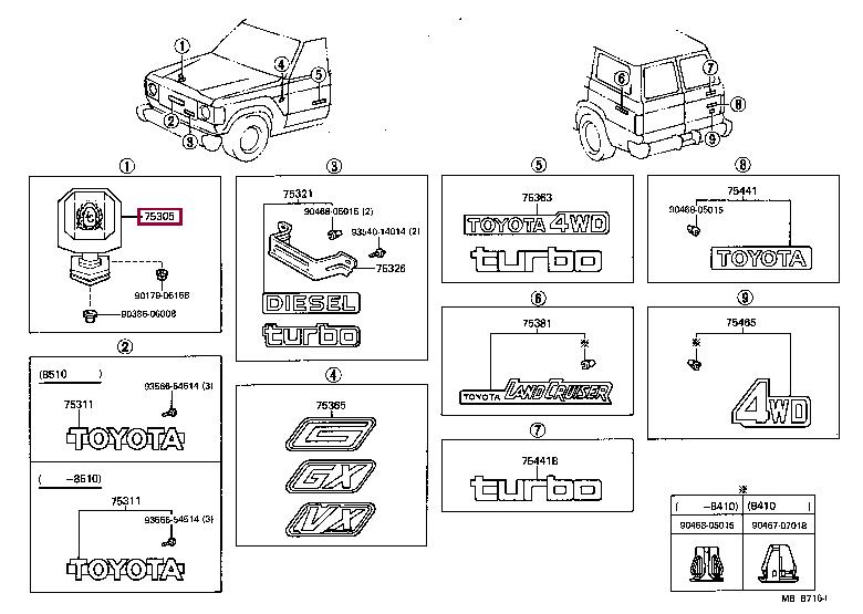 7530390A01 Toyota Emblem