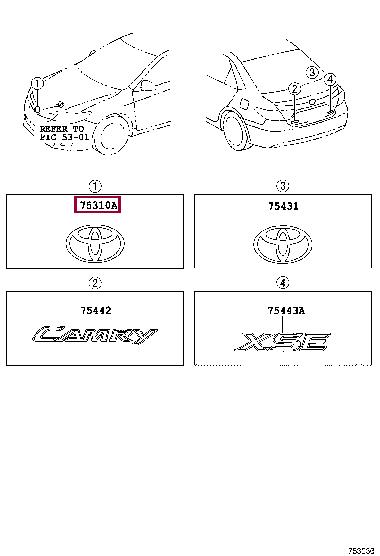 7531006010 Toyota EMBLEM ASSY, RADIATO