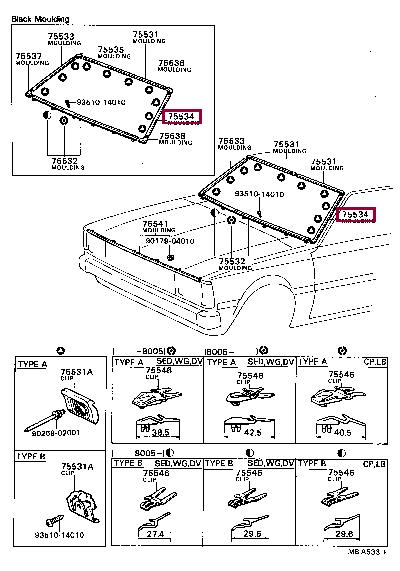 7553412122 Toyota Molding