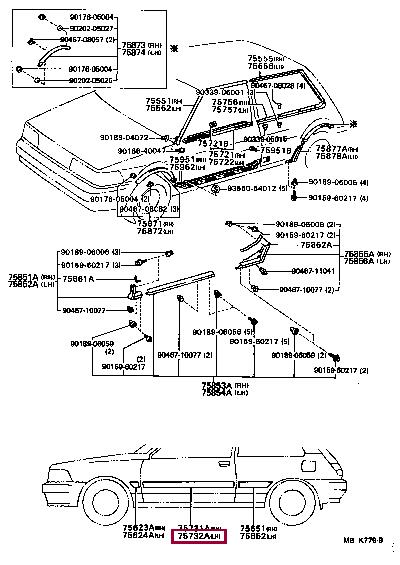 7573202020E0 Toyota Molding
