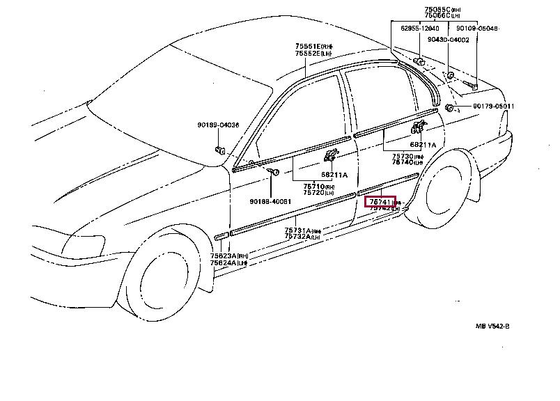 7574112840 Toyota Rear right door molding
