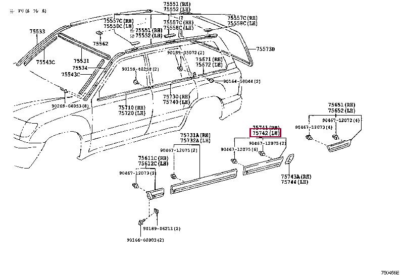 7574260160B0 Toyota Rear left door molding