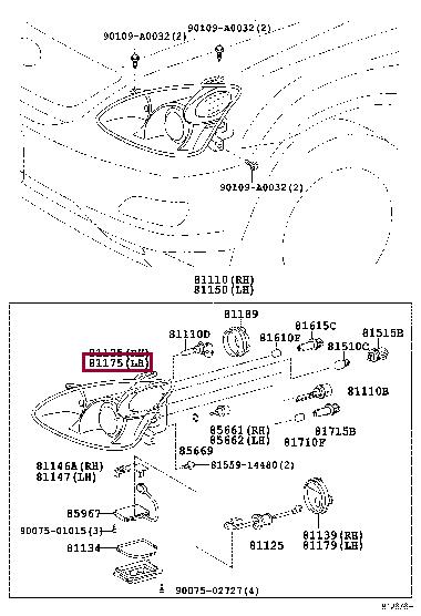 811850E031 Toyota Headlamp