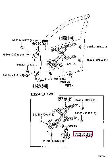 Toyota 85710-52030 Window Regulator 8571052030 8571052030 Toyota Window Regulator