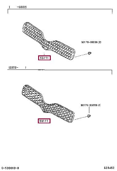531010D060 Toyota Grille radiator