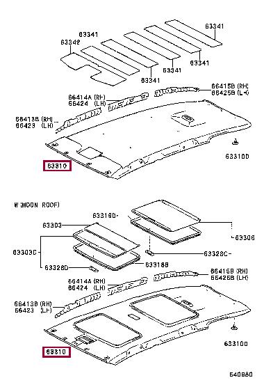 6331013580B1 Toyota Roof lining