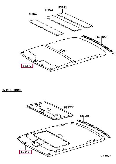 633101A350B1 Toyota Roof lining