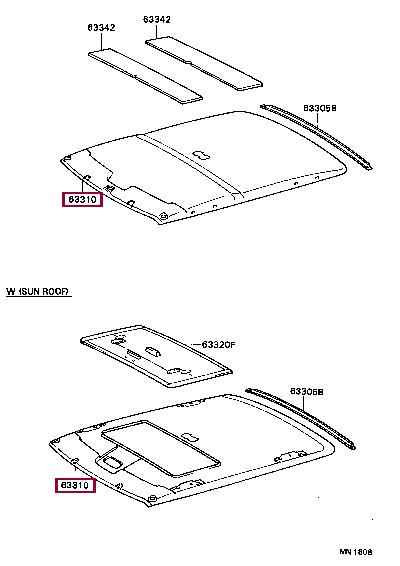 633101A410B0 Toyota Roof lining