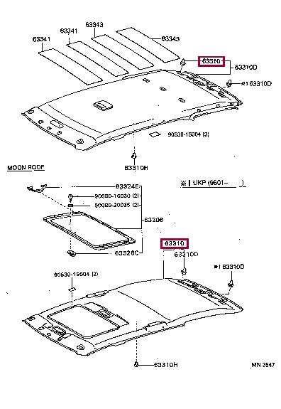6331021031B0 Toyota Roof lining