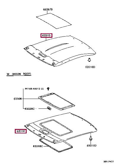 633102B440B1 Toyota Roof lining