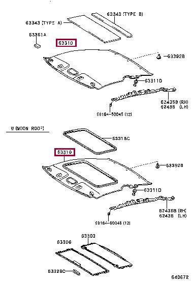 633102B740B2 Toyota Roof lining