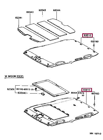 6331030630B0 Toyota Roof lining