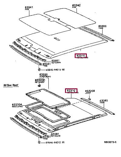 633103212005 Toyota Roof lining