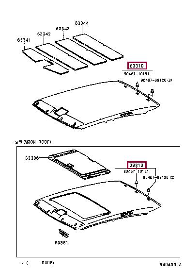 633103A080B0 Toyota Roof lining