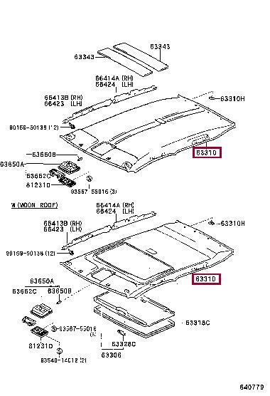 6331042170B0 Toyota Roof lining