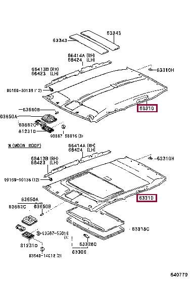 6331042250B0 Toyota Roof lining