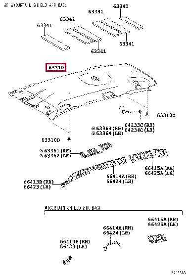 6331042350B0 Toyota Roof lining