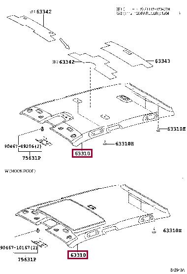 6331047080B0 Toyota Roof lining