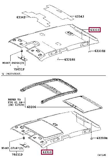 6331047150B0 Toyota Roof lining