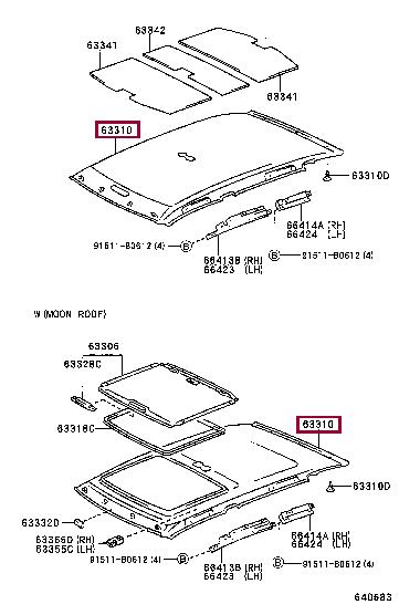 6331053020B1 Toyota Roof lining