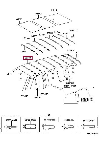 633106001003 Toyota Roof lining