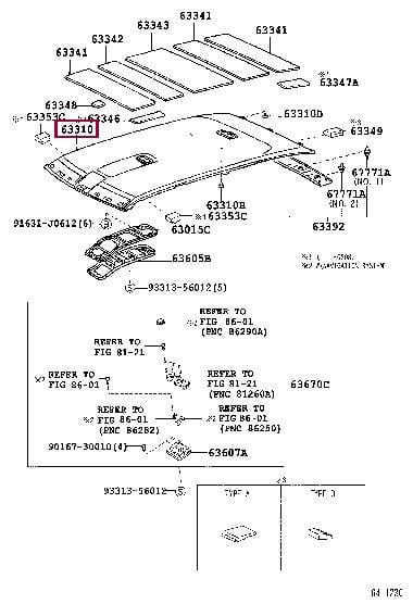 6331060572B1 Toyota Roof lining