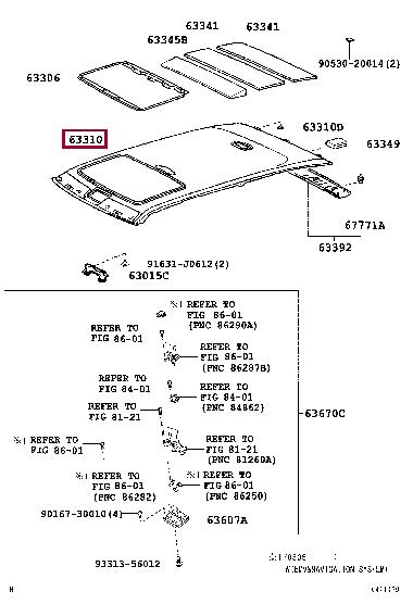 633106A181B0 Toyota Roof lining