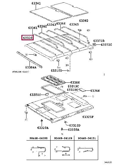 6331090K00B0 Toyota Roof lining