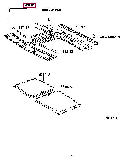 633111701001 Toyota Roof lining