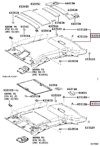 6331153130A1 Toyota Roof lining