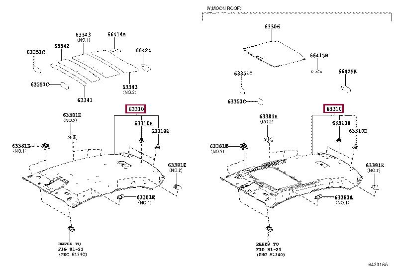 6331153280A1 Toyota Roof lining
