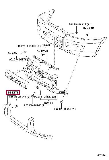 5243760080F0 Toyota Front bumper trim