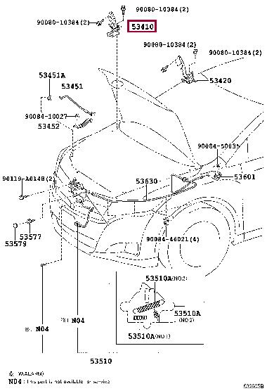 534100T010 Toyota Hood hinge