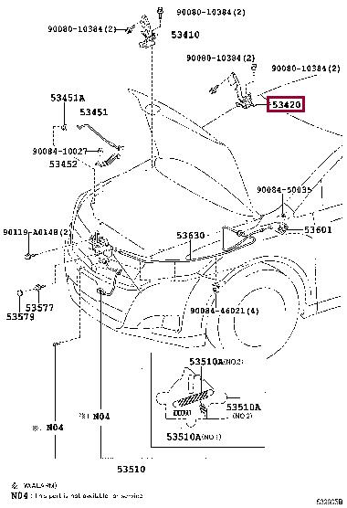 534200T010 Toyota Hood hinge
