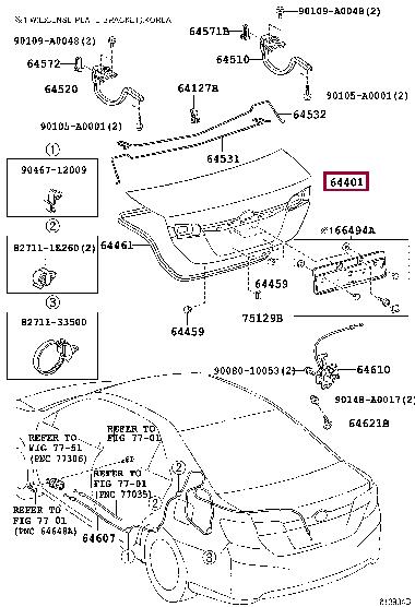Toyota 6440106A50 Lid trunk 6440106A50