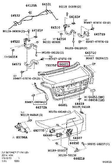 Toyota 64401-50250 Lid trunk 6440150250