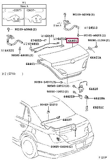 Toyota 64401-AC050 Lid trunk 64401AC050