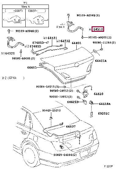 Toyota 64510-AC031 Boot lid hinge 64510AC031