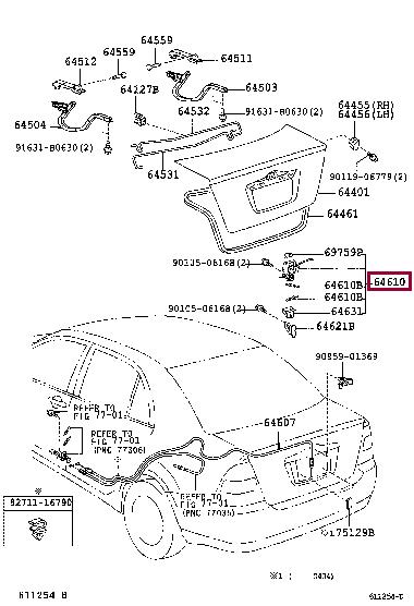 6461012370 Toyota LOCK ASSY, LUGGAGE