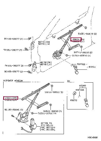 6980112100 Toyota Window Regulator