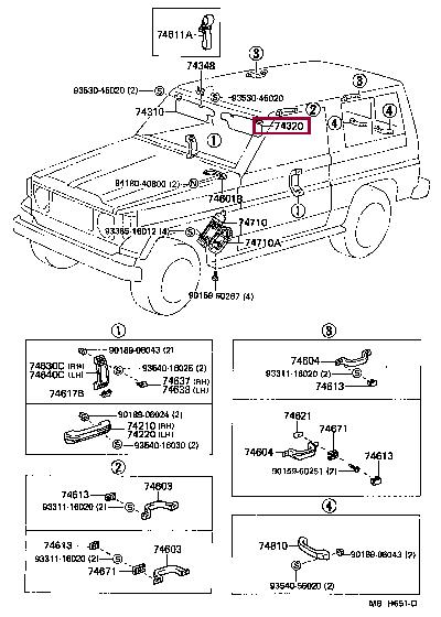 7432090K0408 Toyota Visor